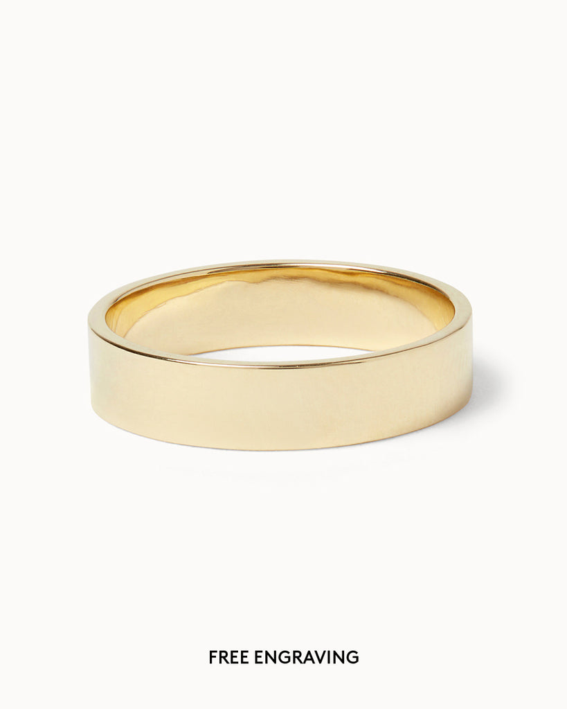 solid gold engravable wedding band handcrafted in 9ct solid gold by Maya Magal London
