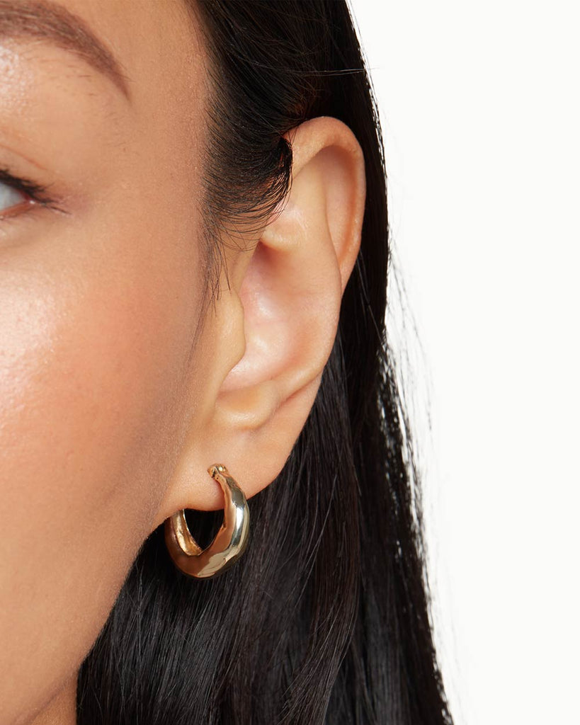 solid gold chunky hoop earrings handmade in recycled materials by maya magal london