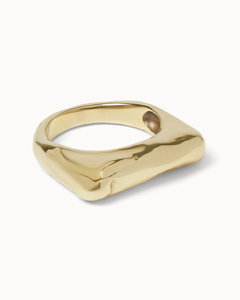 recycled solid gold chunky ring handcrafted in London by maya magal