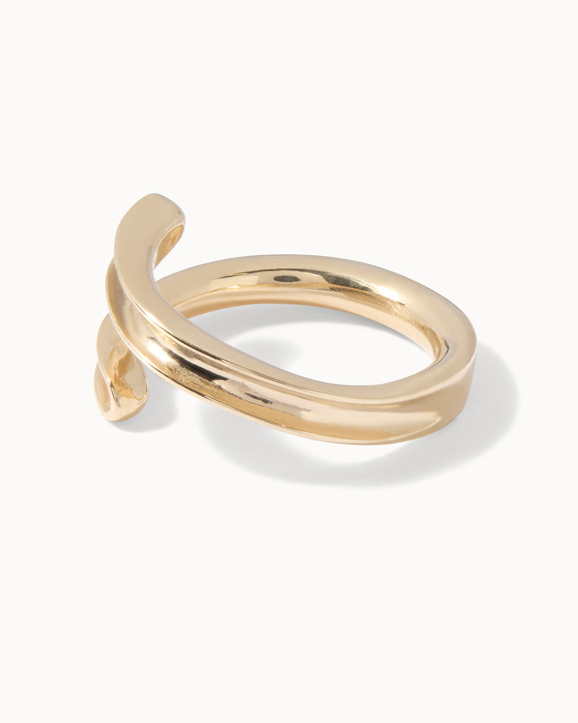 Recycled solid gold adjustable concave ring handcrafted in London by Maya Magal London