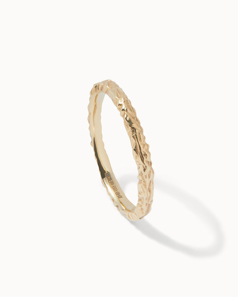 Recycled 9ct Solid Yellow Gold Etched Ring handmade in London by Maya Magal