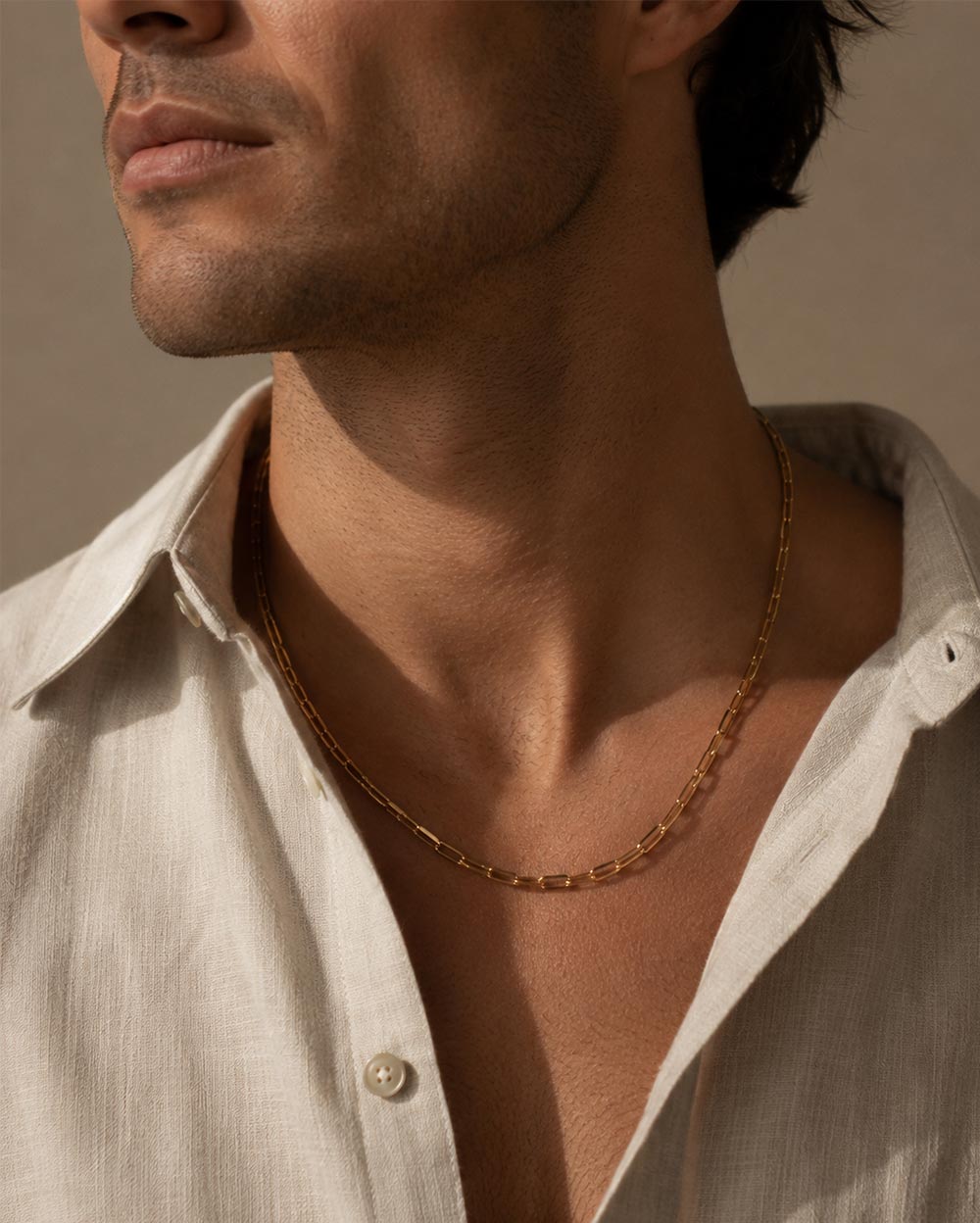 Solid Gold Heavy Paper Chain Necklace