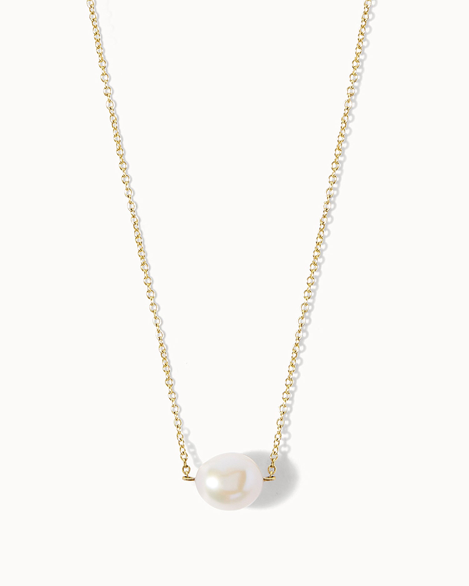 Solid Gold Single Pearl Necklace