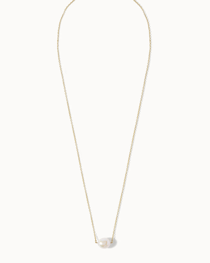 9ct Solid Gold Single Pearl Necklace handmade in London by Maya Magal luxury jewellery brand