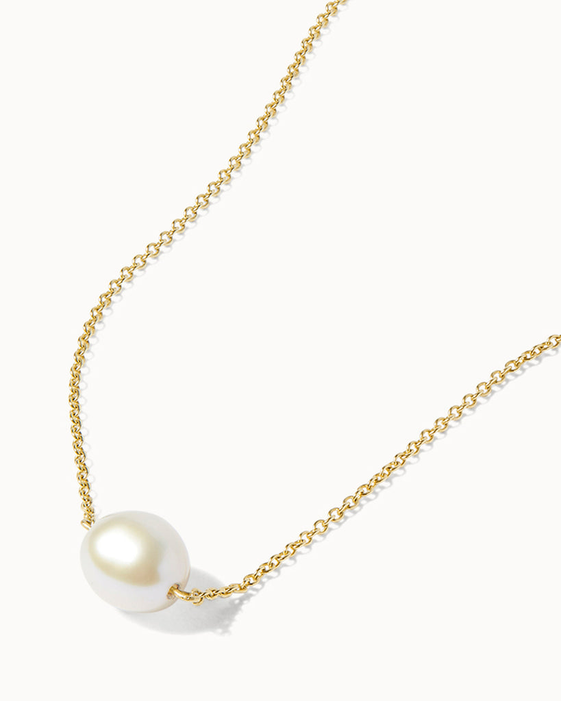 9ct Solid Gold Single Pearl Necklace handmade in London by Maya Magal sophisticated jewellery brand