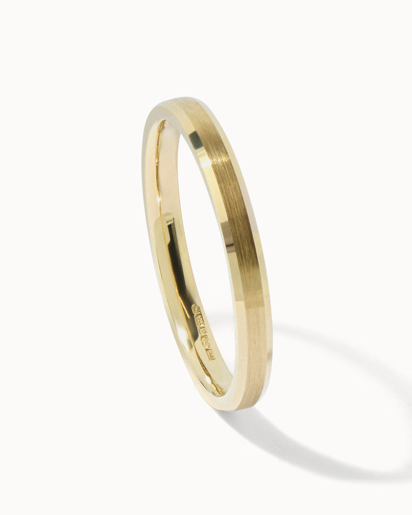 9ct Solid Gold Bevelled Edge Ring - 2mm Band handmade in London by Maya Magal unisex jewellery brand