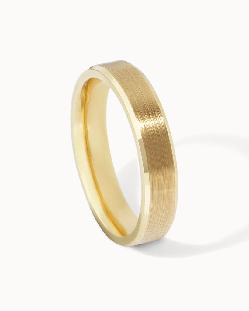 9ct Solid Gold Bevelled Edge Ring - 4mm Band handmade in London by Maya Magal unisex jewellery brand