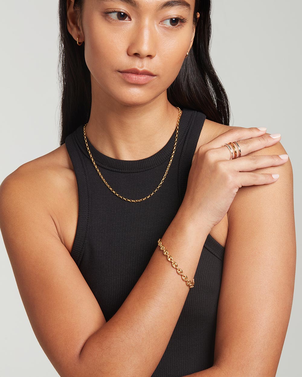 Anchor Chain Necklace and Bracelet Set