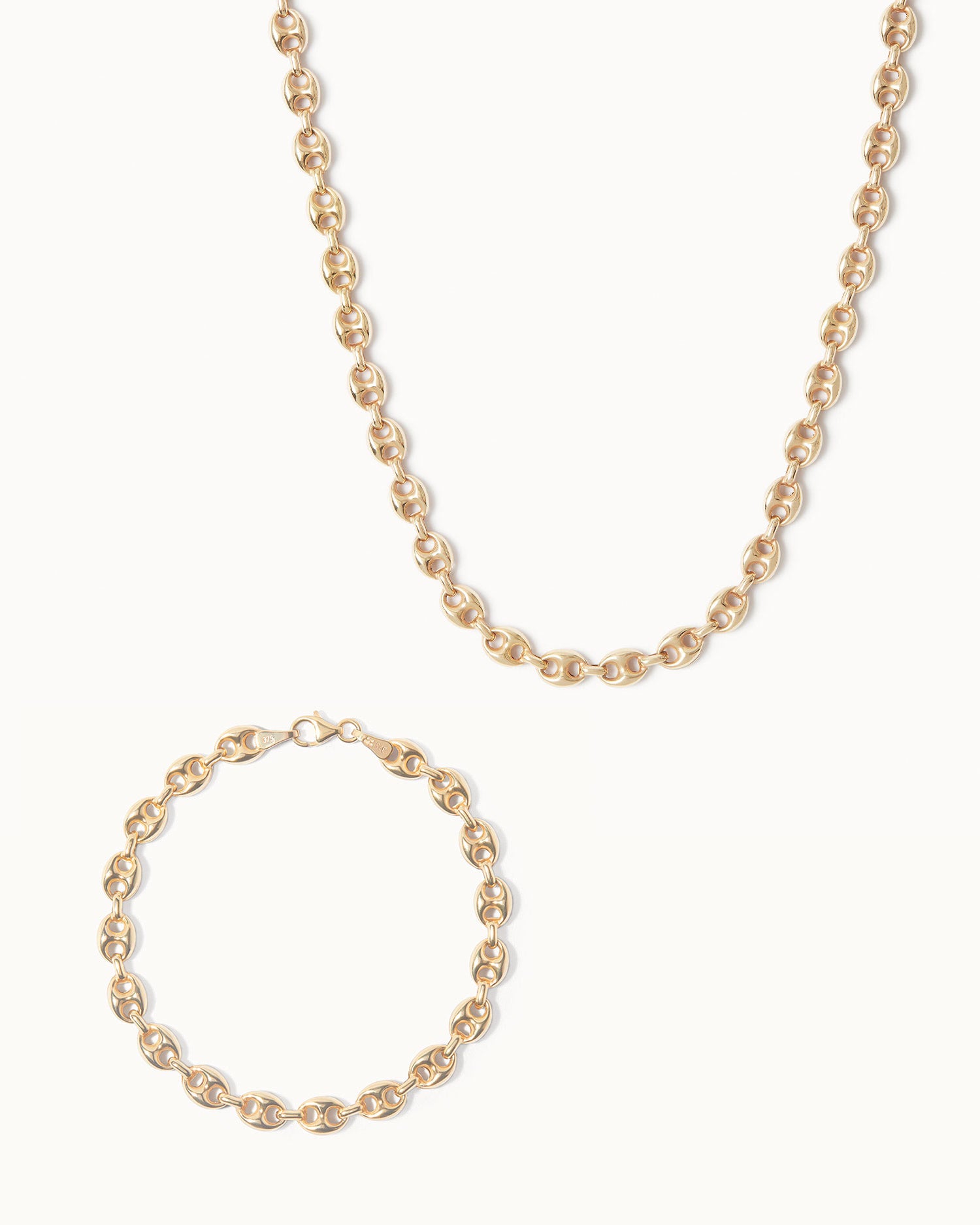 Anchor Chain Necklace and Bracelet Set