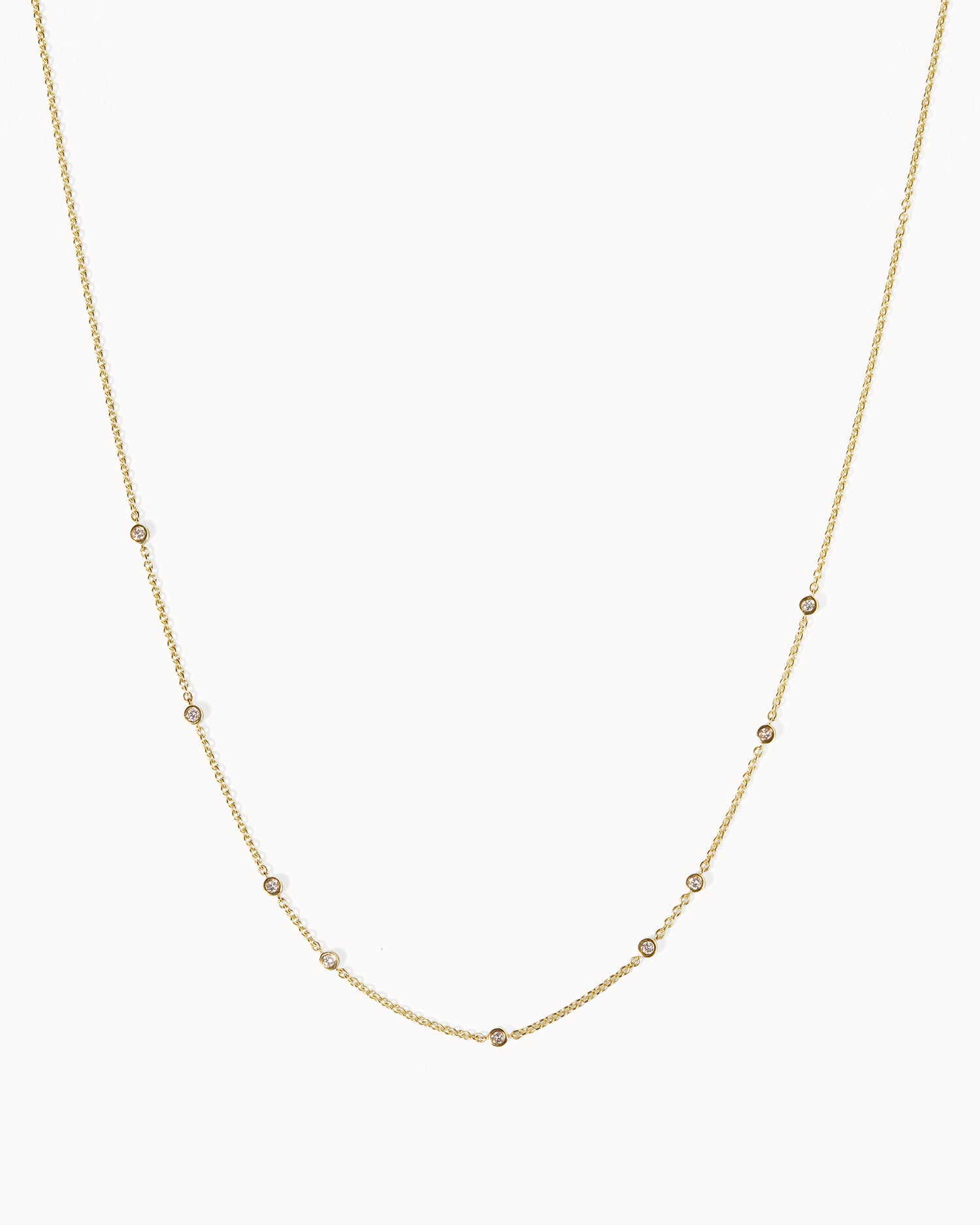 April Diamond Birthstone Station Necklace