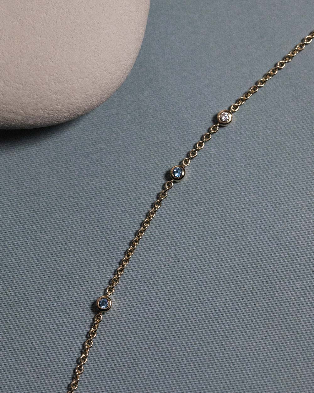 March Aquamarine Birthstone Station Necklace