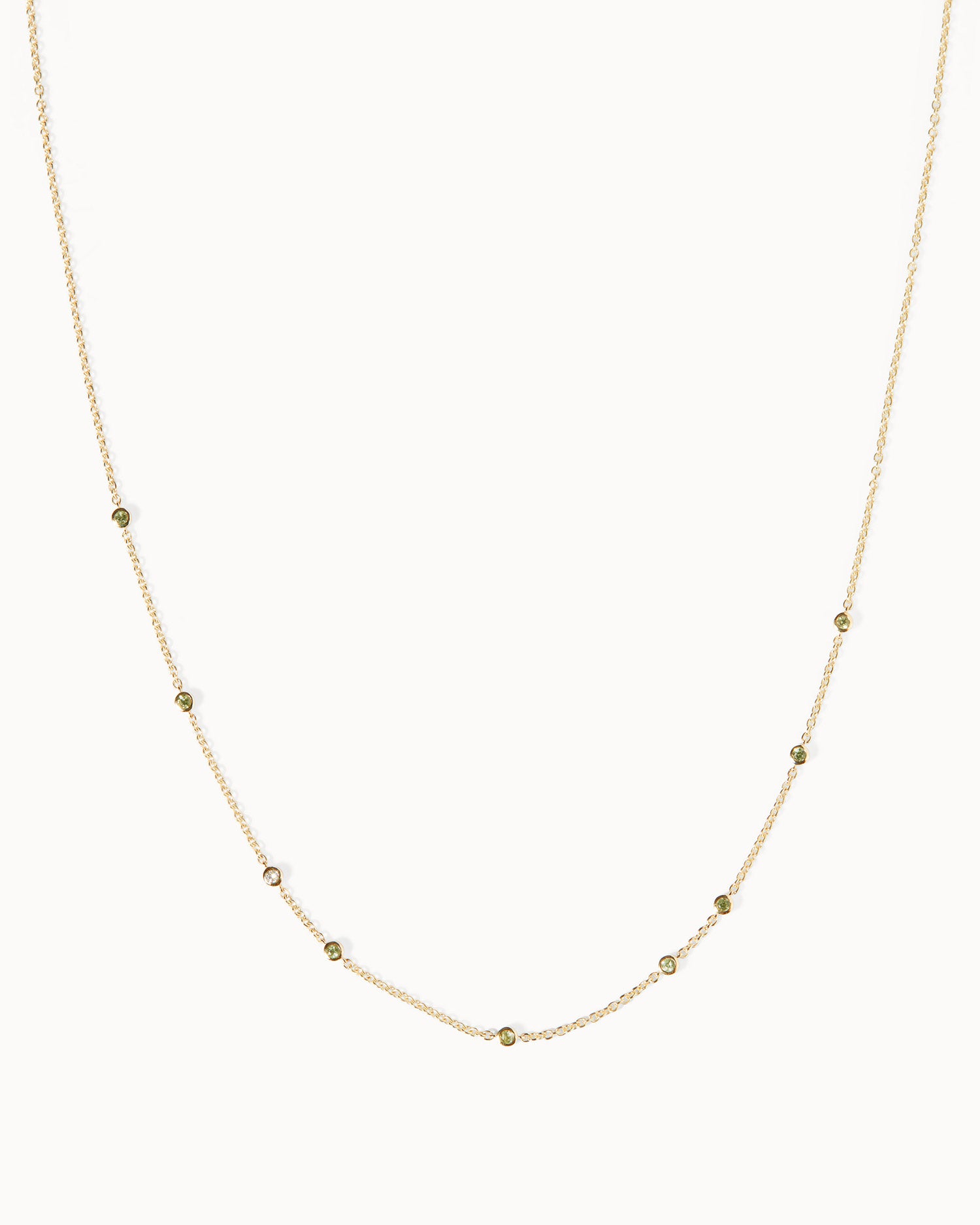 August Peridot Birthstone Station Necklace