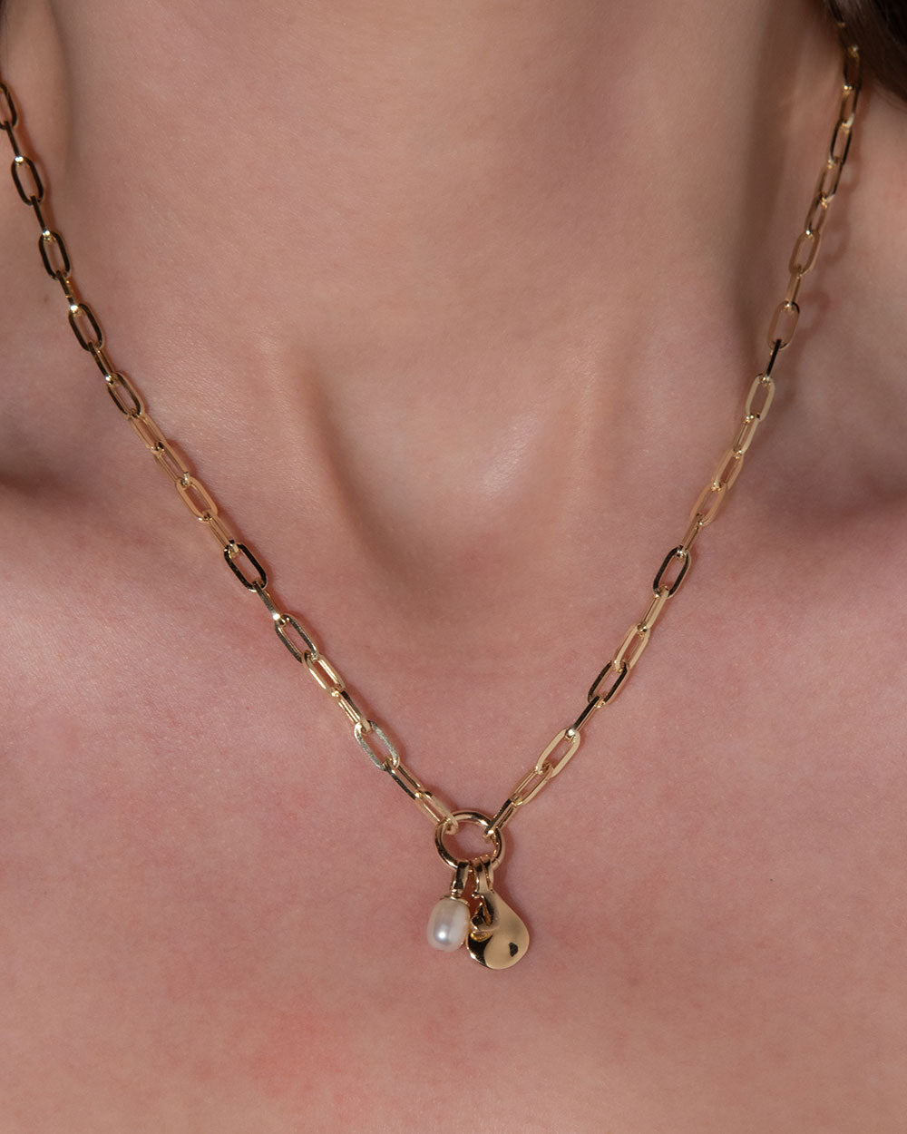 Baroque Pearl Charm on gold chain with other pendant 