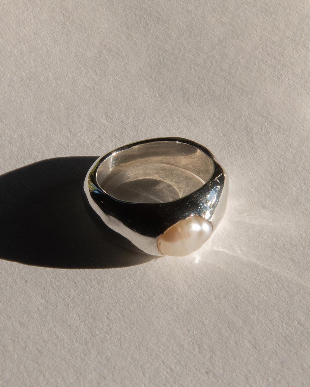 Baroque Pearl Signet Ring in Sterling Silver | Maya Magal