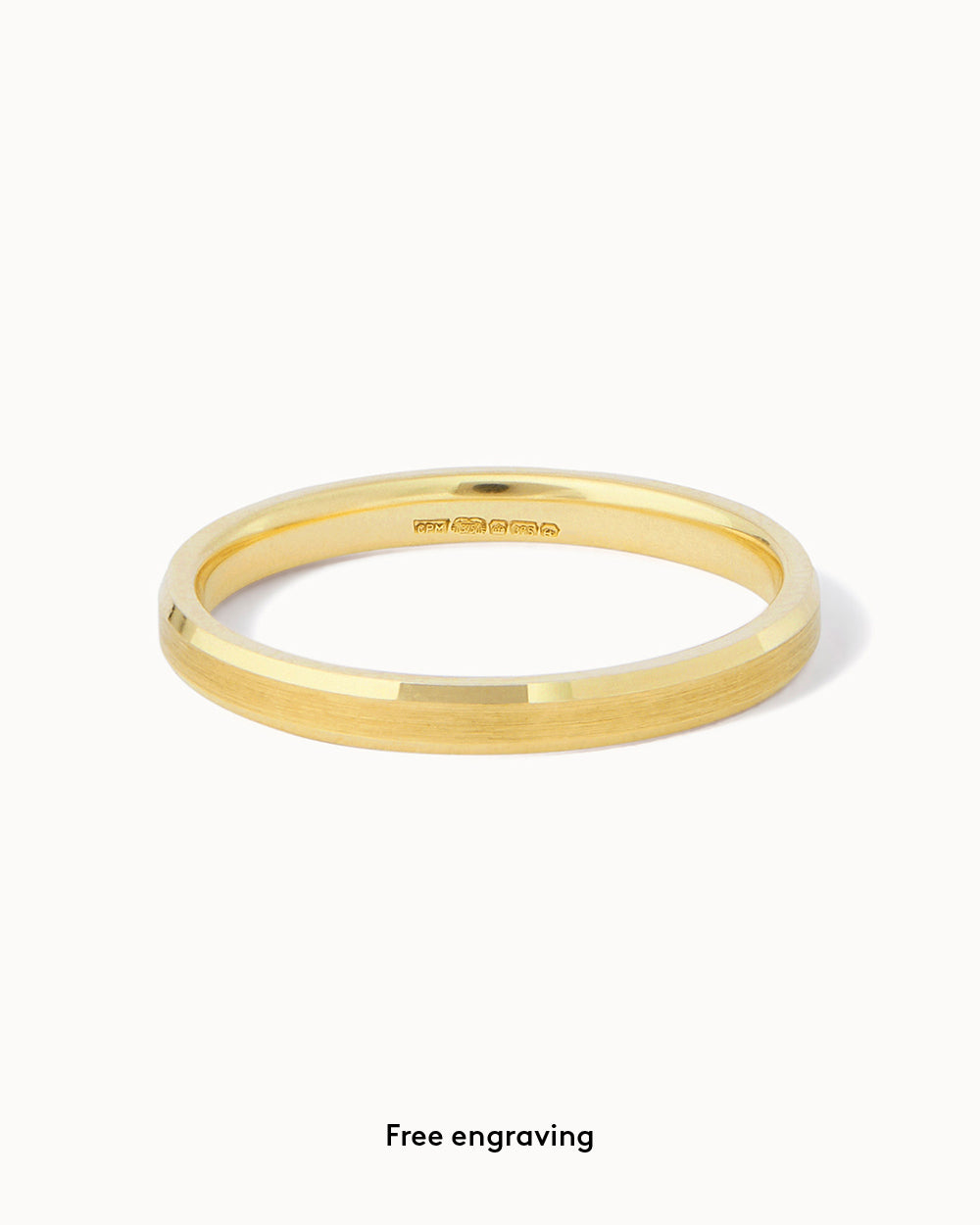 18ct Yellow Gold Bevelled Edge Ring - 2mm Band