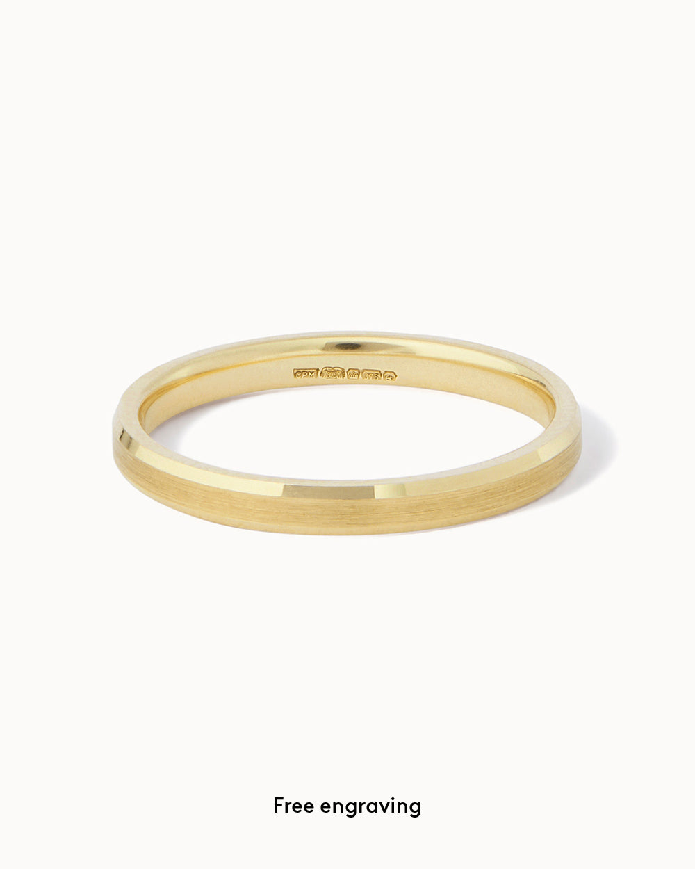 9ct Yellow Gold Bevelled Edge Ring - 2mm Band