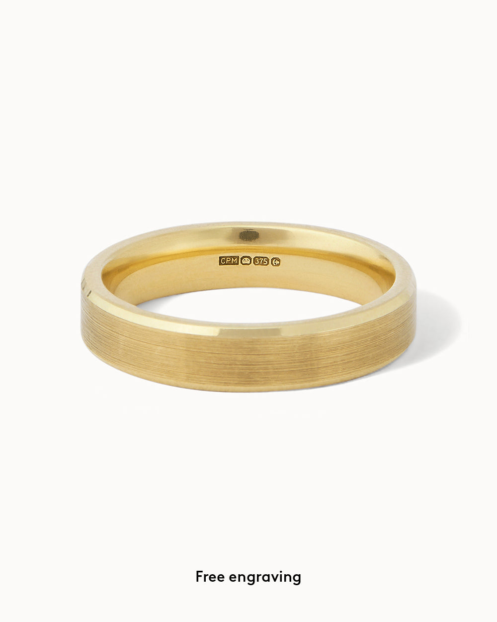 9ct Yellow Gold Bevelled Edge Ring - 4mm Band