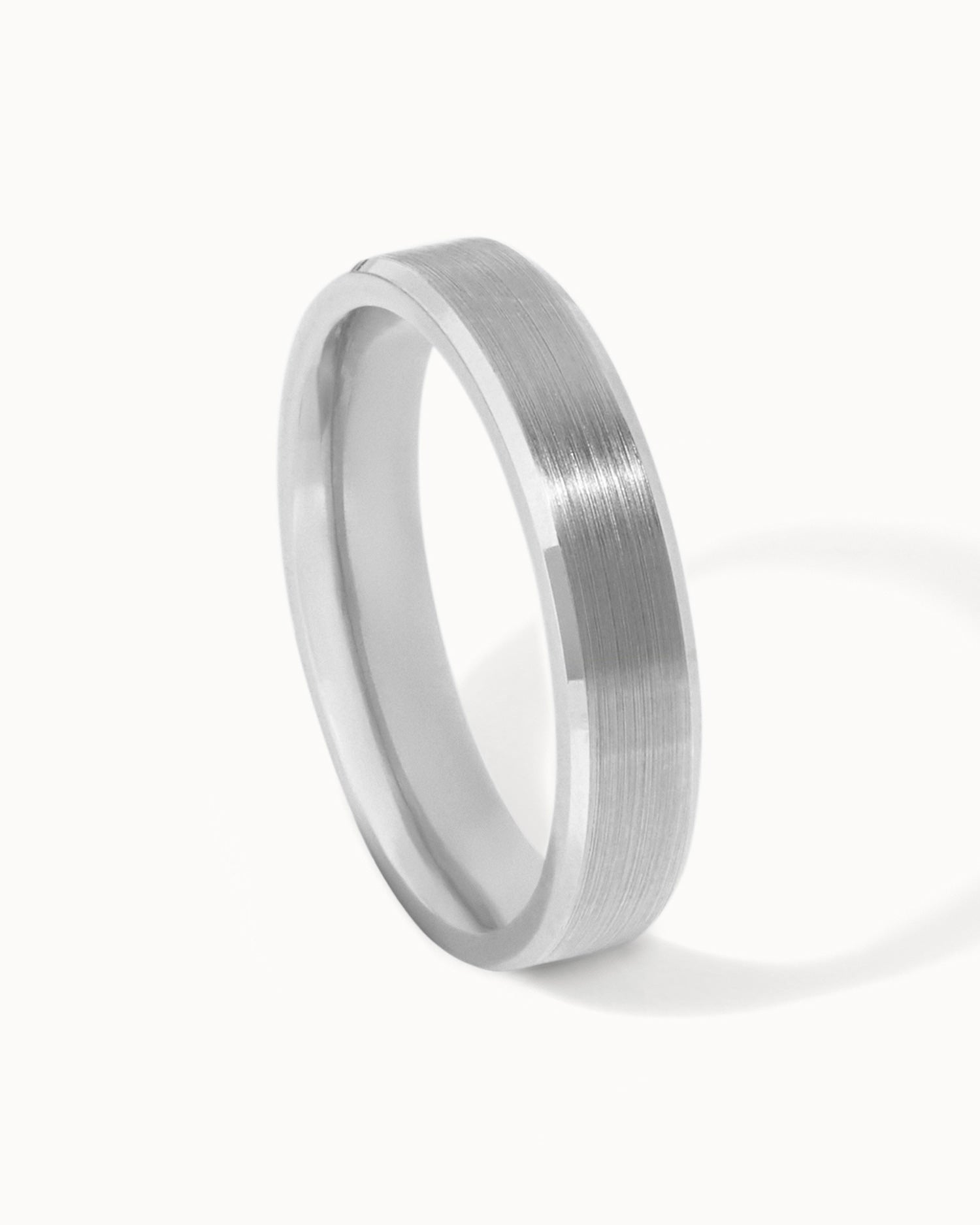 Platinum Bevelled Edge Ring - 4mm side view