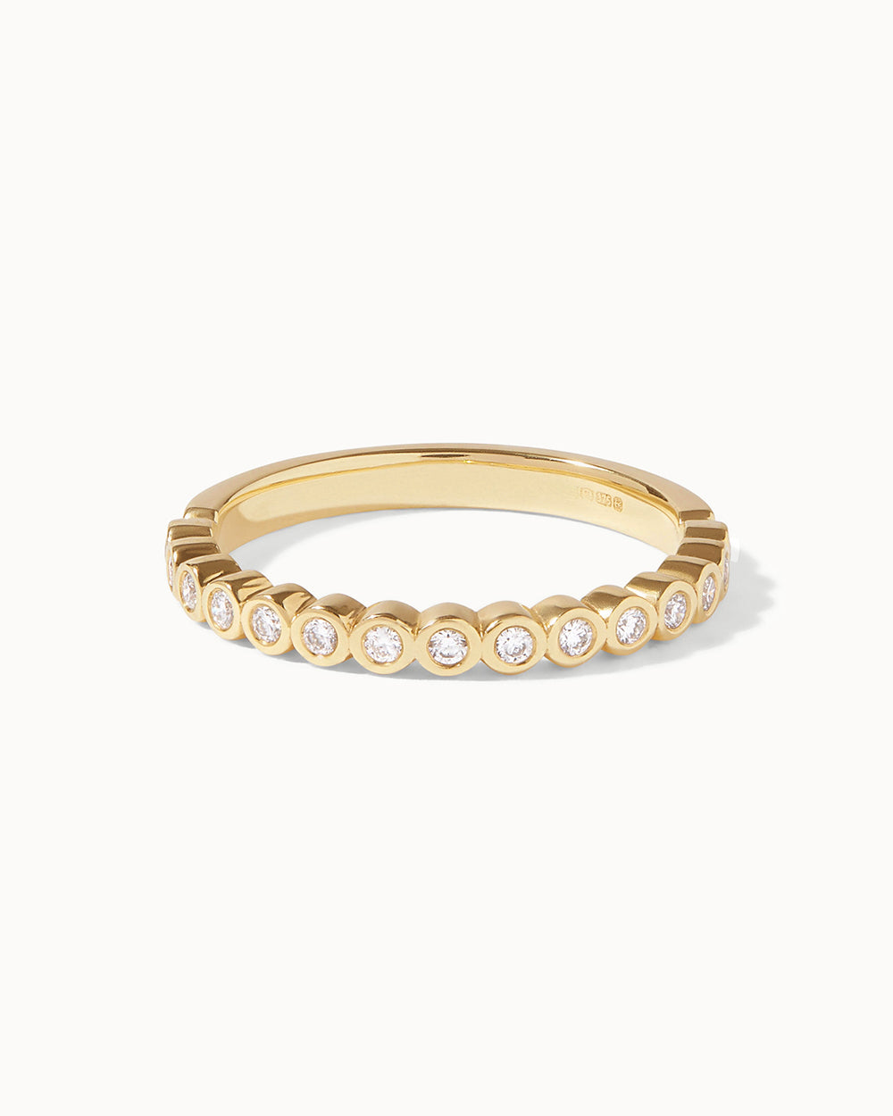 18ct Yellow Gold Bezel Diamond Half Eternity Ring