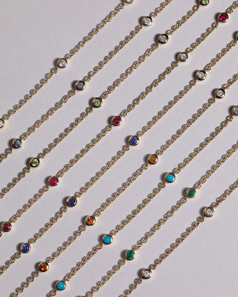 August Peridot Birthstone Station Necklace