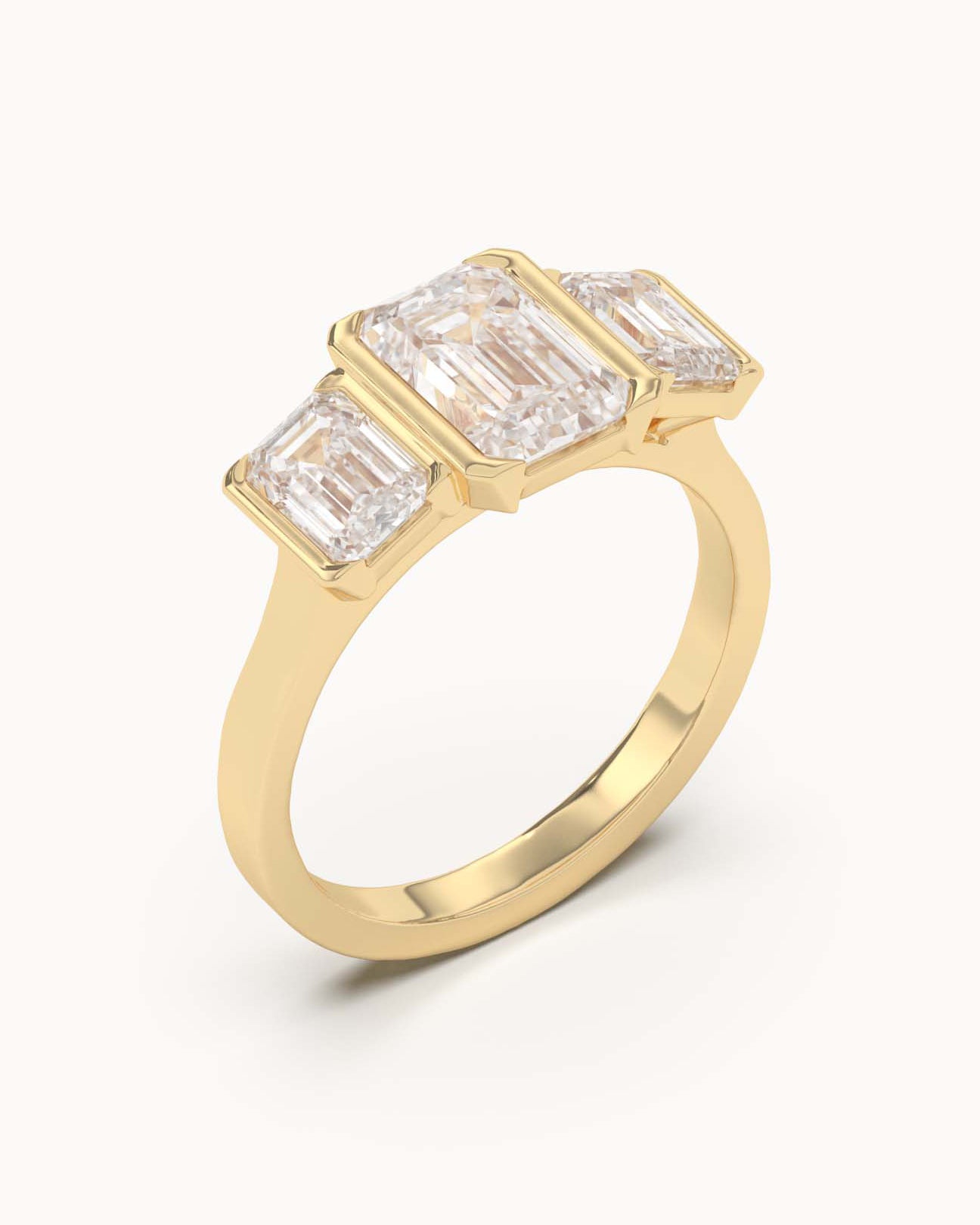 Emerald Cut Lab Grown Diamond Trilogy Ring