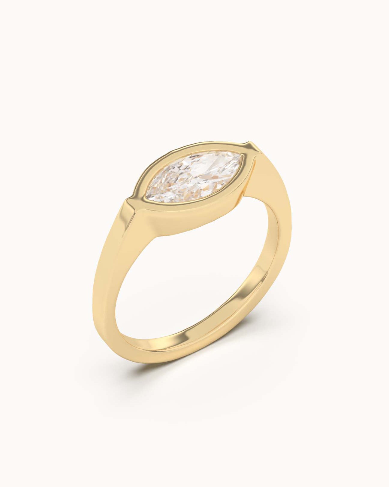 Marquise Cut Lab Grown Diamond Signet Ring