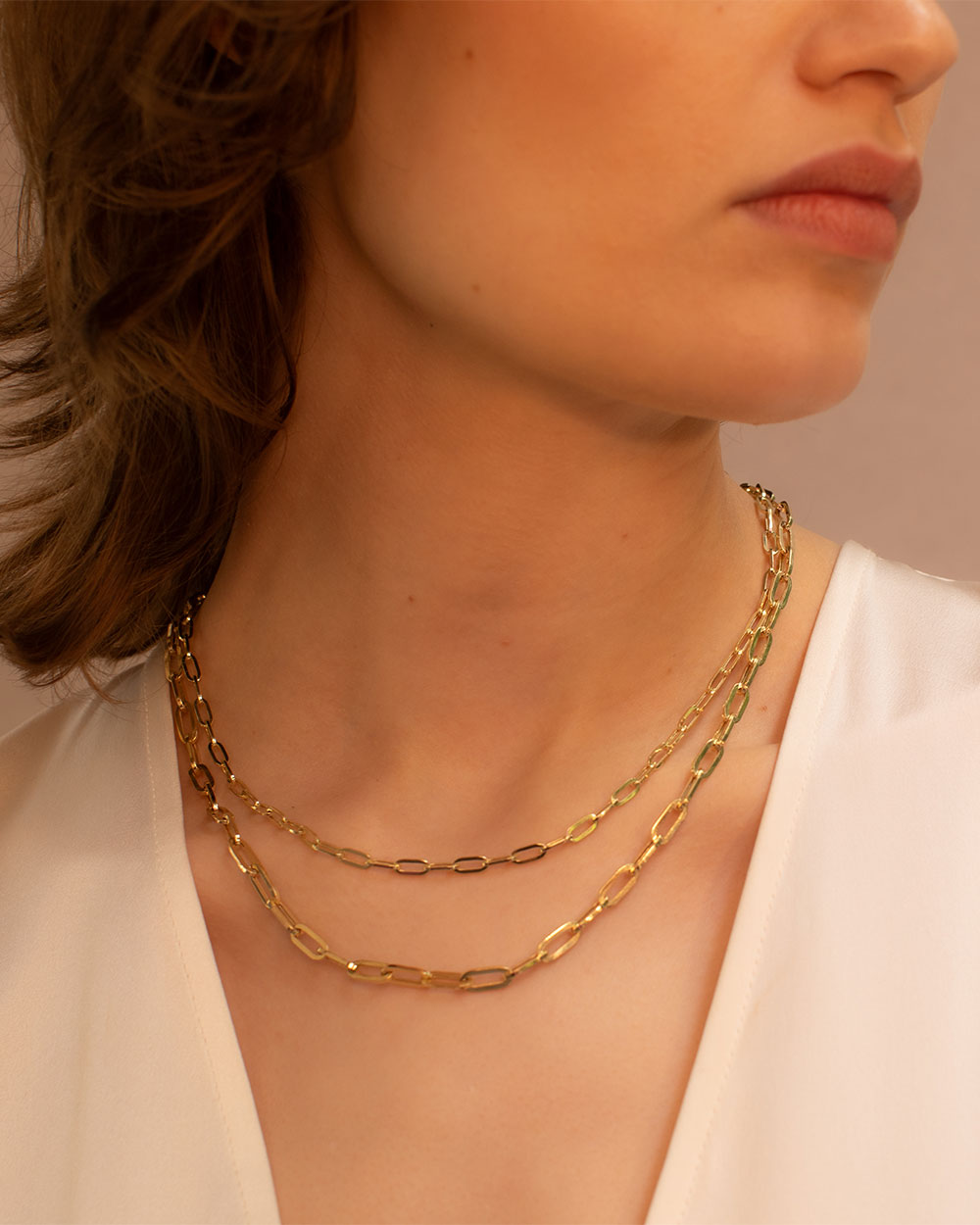 Solid Gold Heavy Paper Chain Necklace