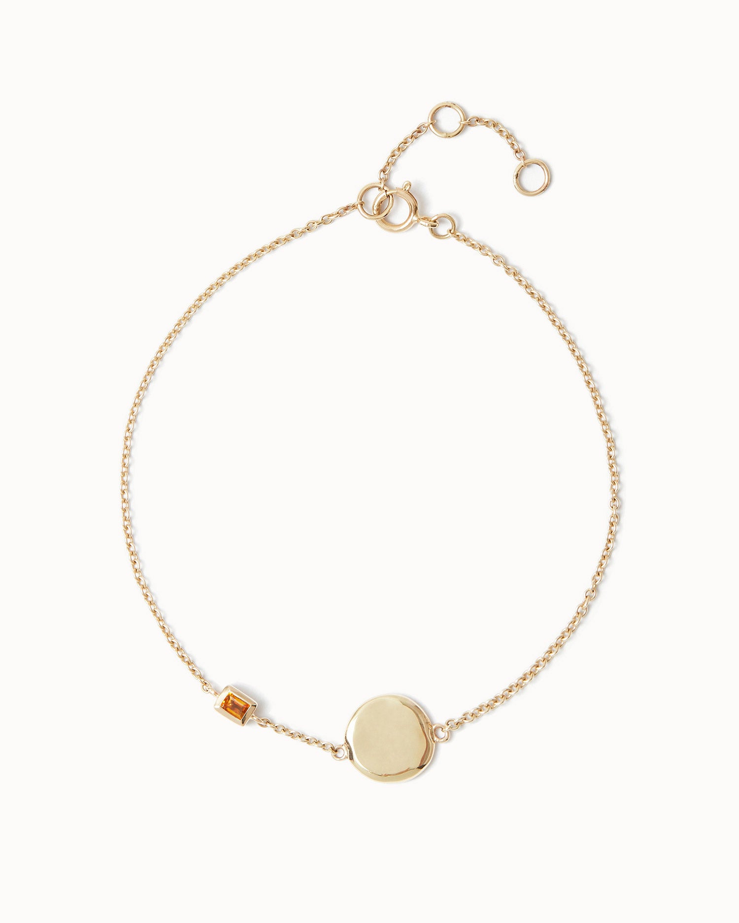 Solid Gold Citrine November Birthstone Bracelet