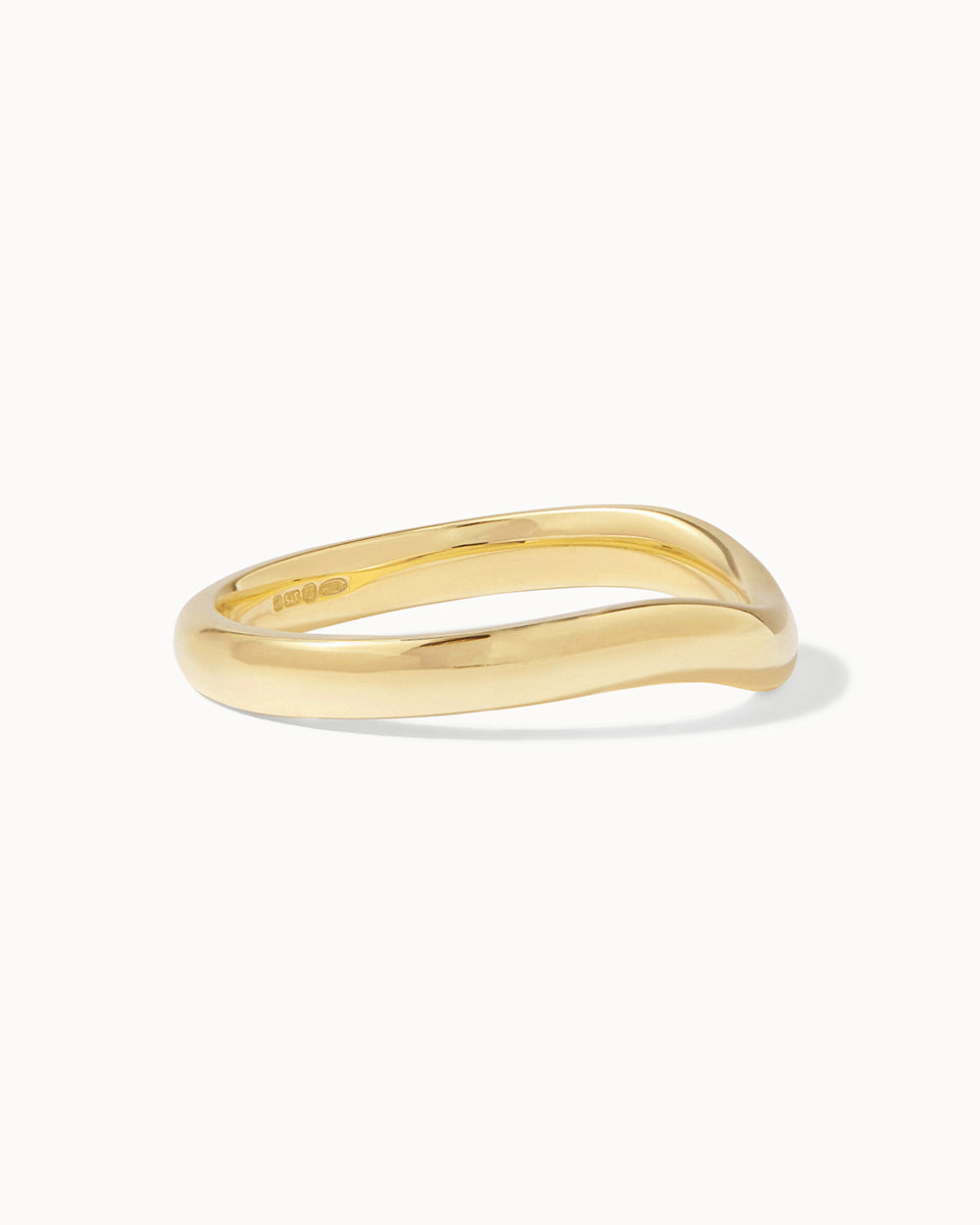 18ct Yellow Gold Contour Ring side view on white background