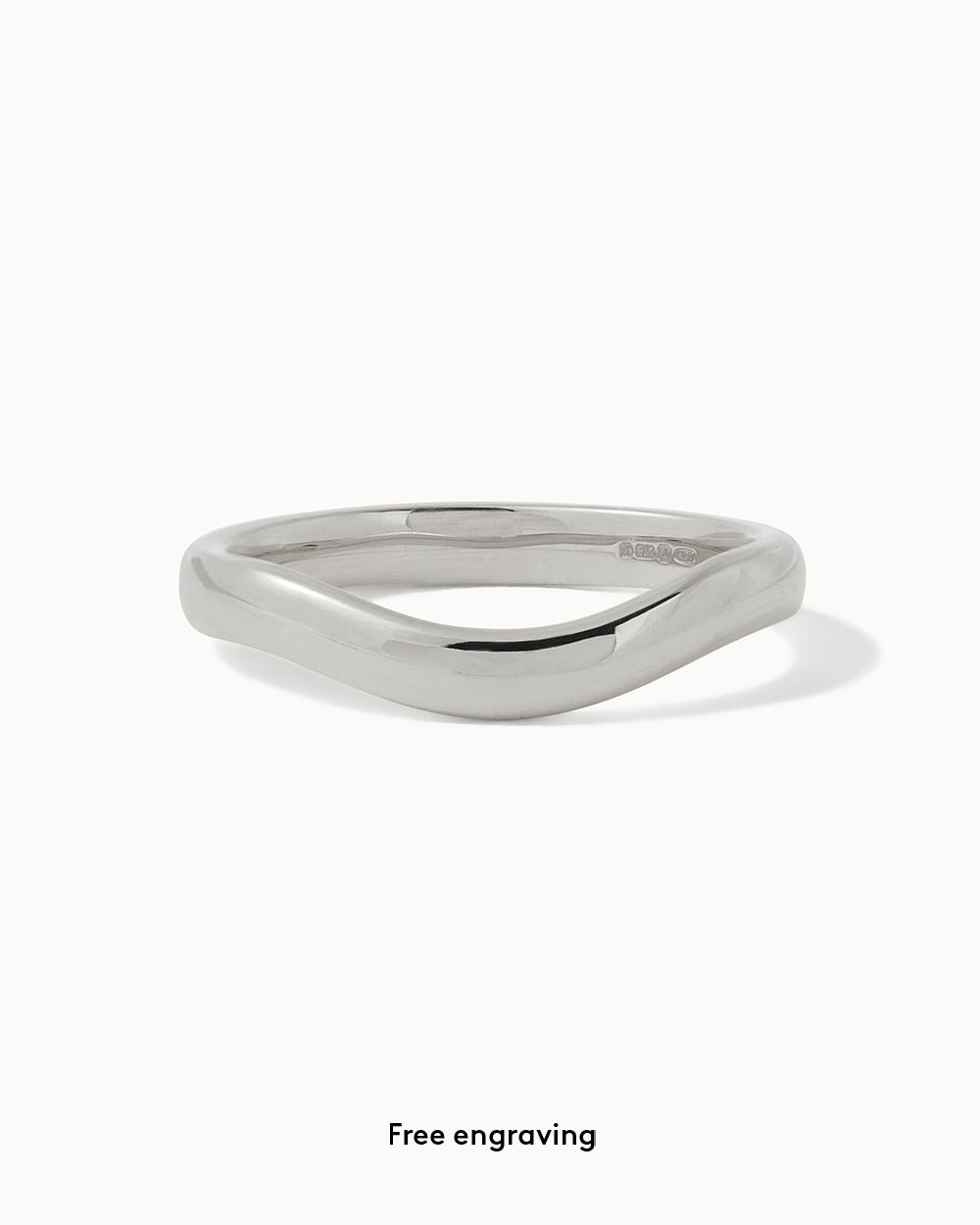 18ct White Gold Contour Ring on white background 