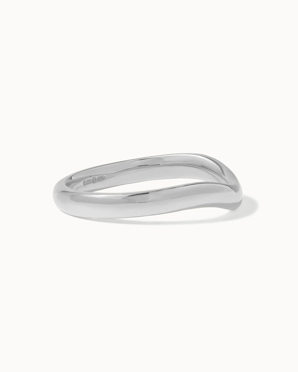 Platinum Contour Ring side view on white background