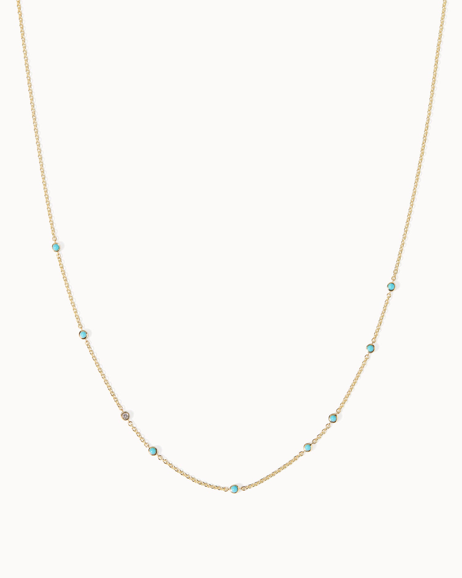 December Turquoise Birthstone Station Necklace