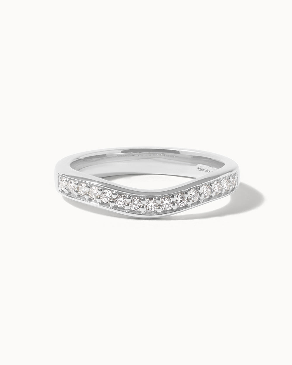 Front view of Platinum Diamond Contour Ring on a white background.