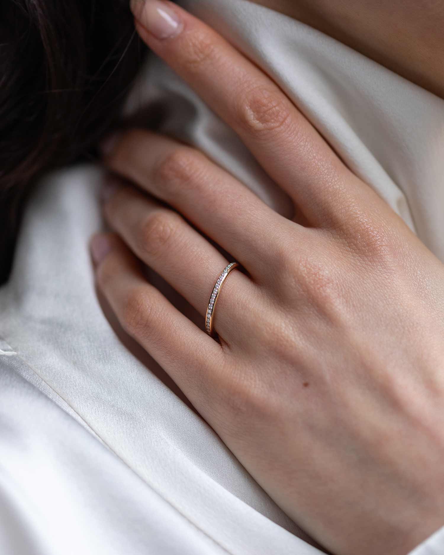18ct Yellow Gold Diamond Half Eternity Court Ring