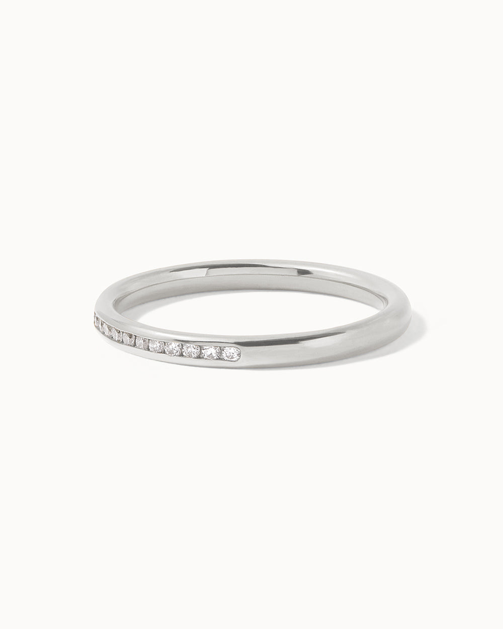 9ct White Gold Diamond Half Eternity Court Ring