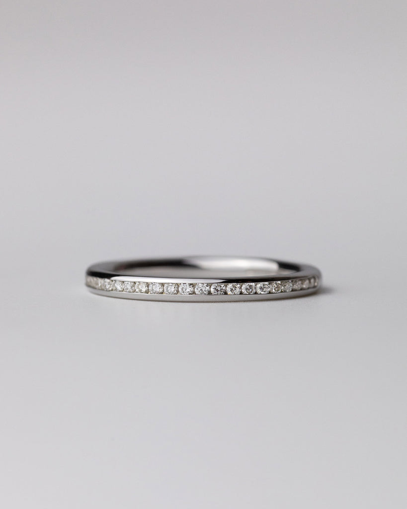 Recycled 9ct Solid White Gold Diamond Half Eternity Ring with natural diamonds handmade in London by Maya Magal