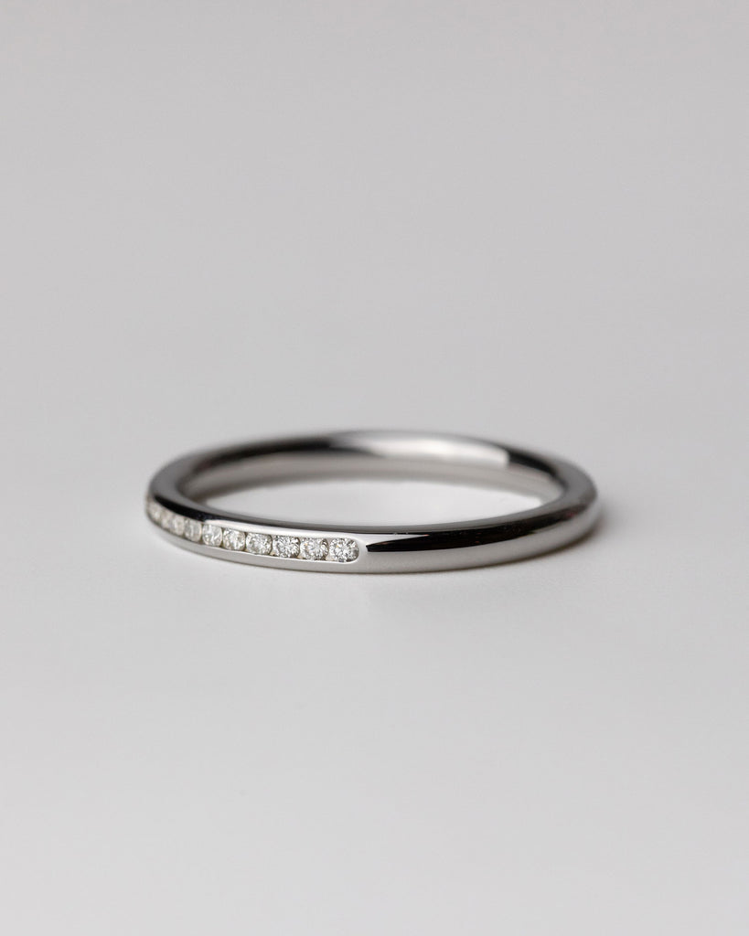 Recycled 9ct Solid White Gold Diamond Half Eternity Ring with natural diamonds handmade in London by Maya Magal