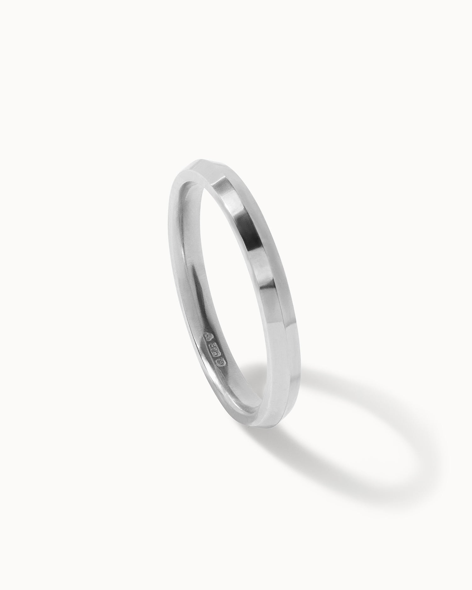 Platinum Fine Edge Ring - 2mm Band side view 
