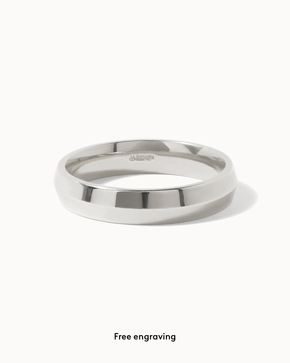 9ct White Gold Fine Edge Ring - 4mm Band