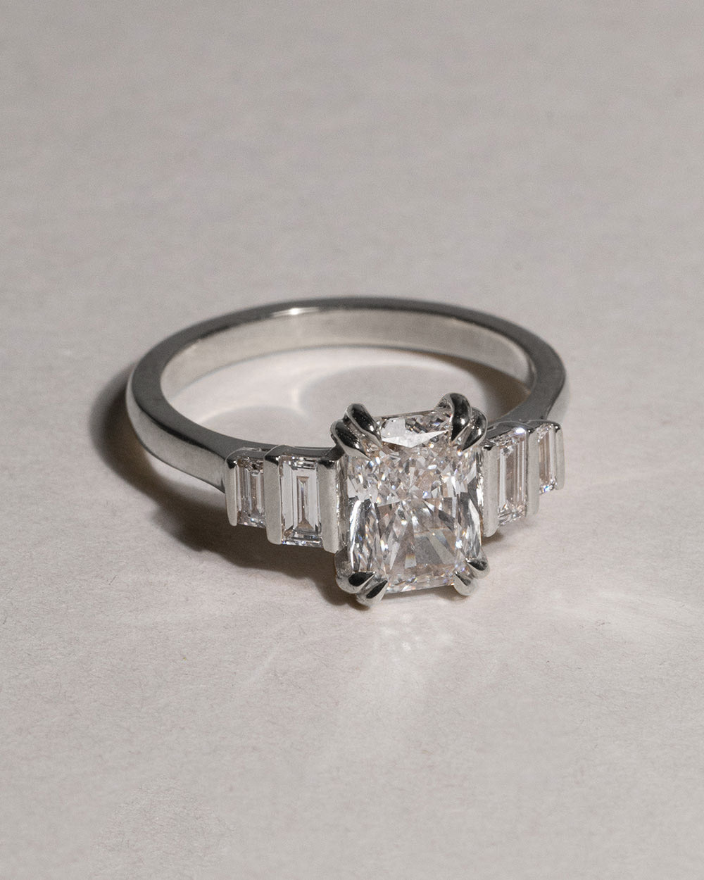 Platinum Lab Grown Diamond Geometric Five Stone Ring