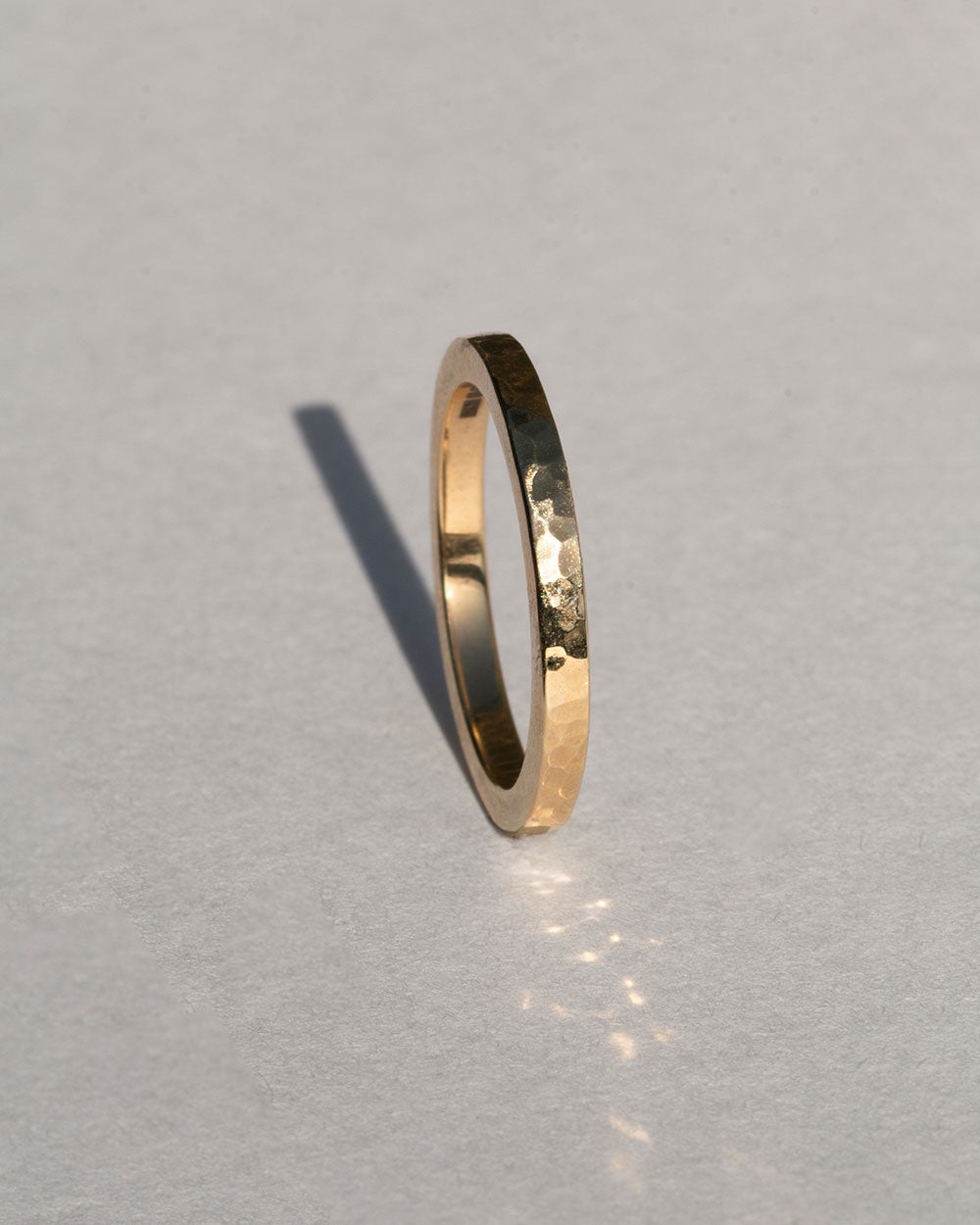 Solid Gold Hammered Flat Band