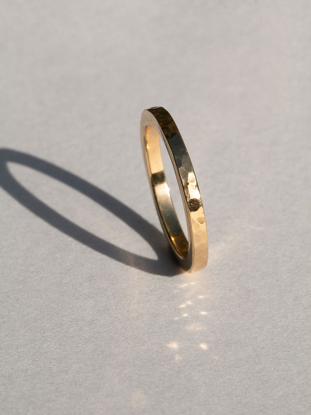 Solid Gold Hammered Flat Band