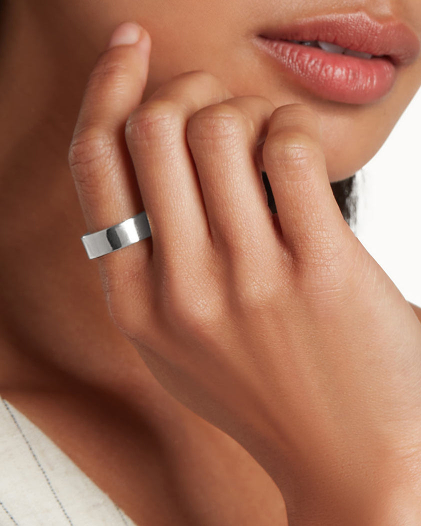 Platinum Heavy Signature Band Ring
