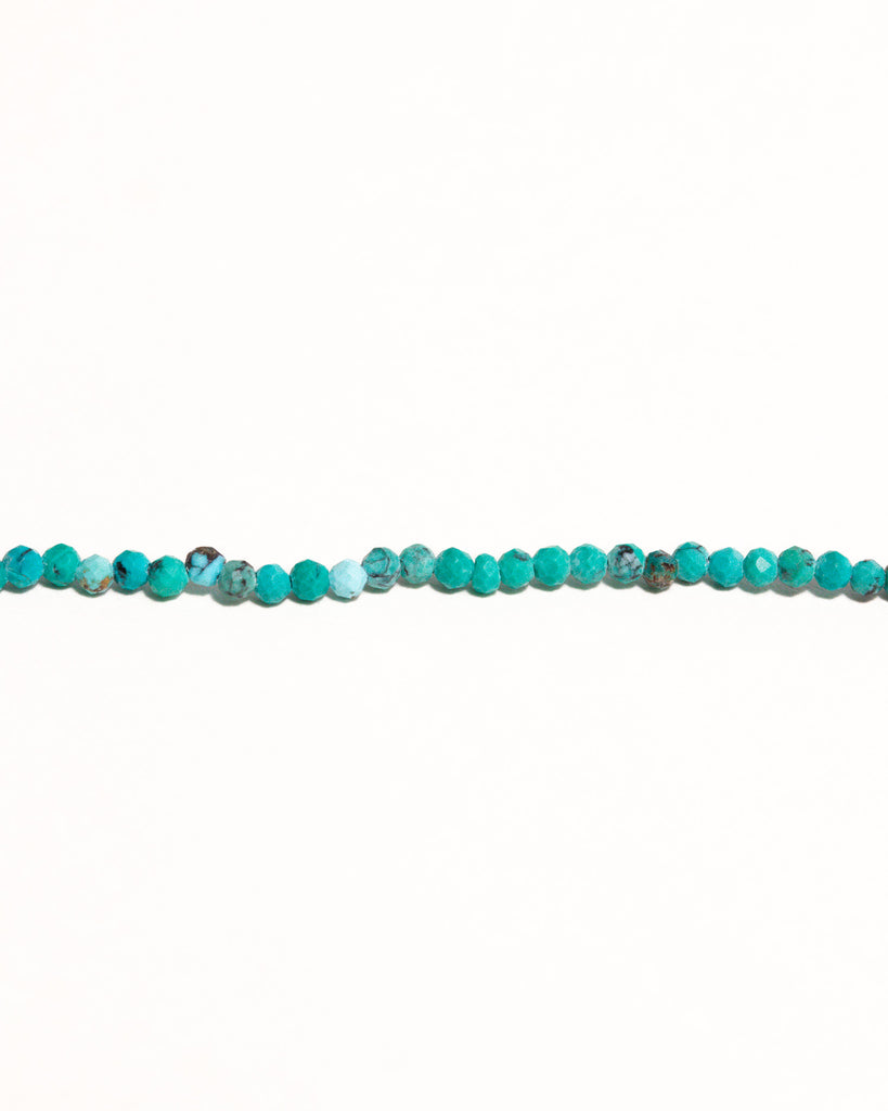 turquoise beaded necklace handstrung on silk thread handcrafted in London with 925 sterling silver by Maya Magal London