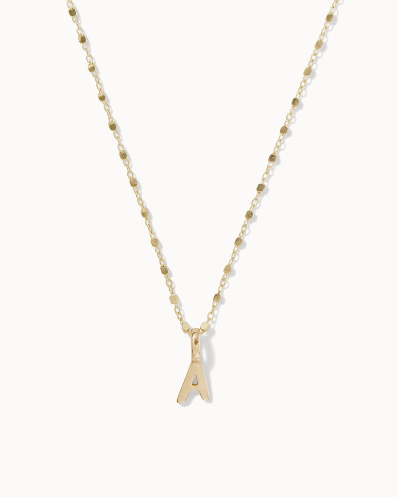 Recycled 9ct solid gold chain with 9ct solid gold initial charm handmade in London by Maya Magal London