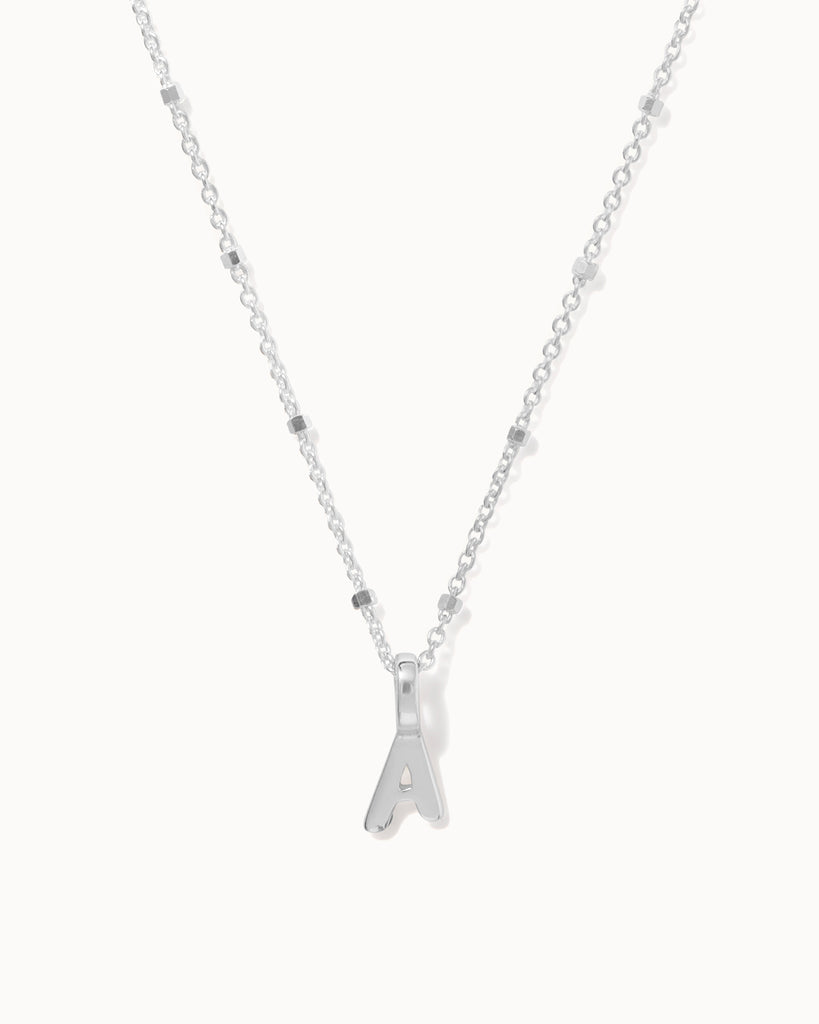 Recycled 925 sterling silver chain with initial charm handmade in London by Maya Magal London