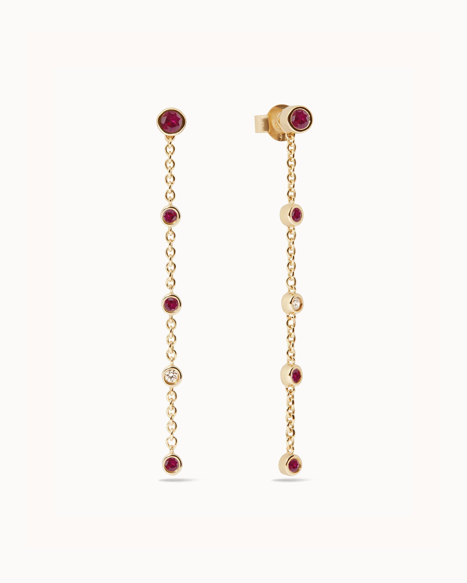 July Ruby Birthstone Drop Earrings