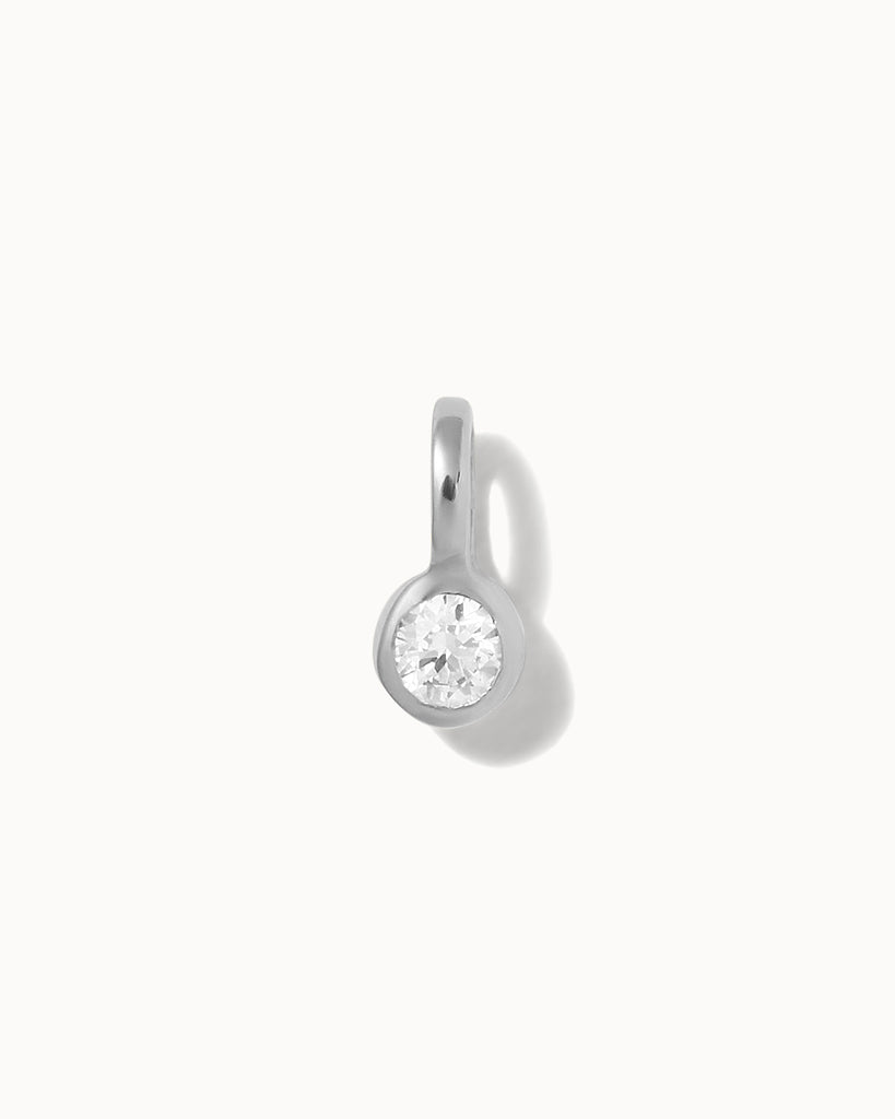 Recycled 925 sterling silver lab-grown diamond charm handmade in London by Maya Magal London