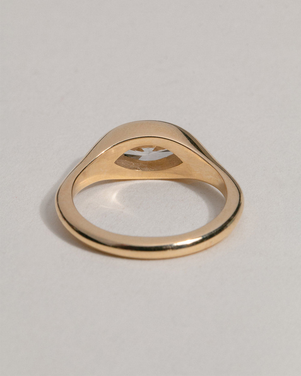18ct Yellow Gold Marquise Cut Lab Grown Diamond Signet Ring