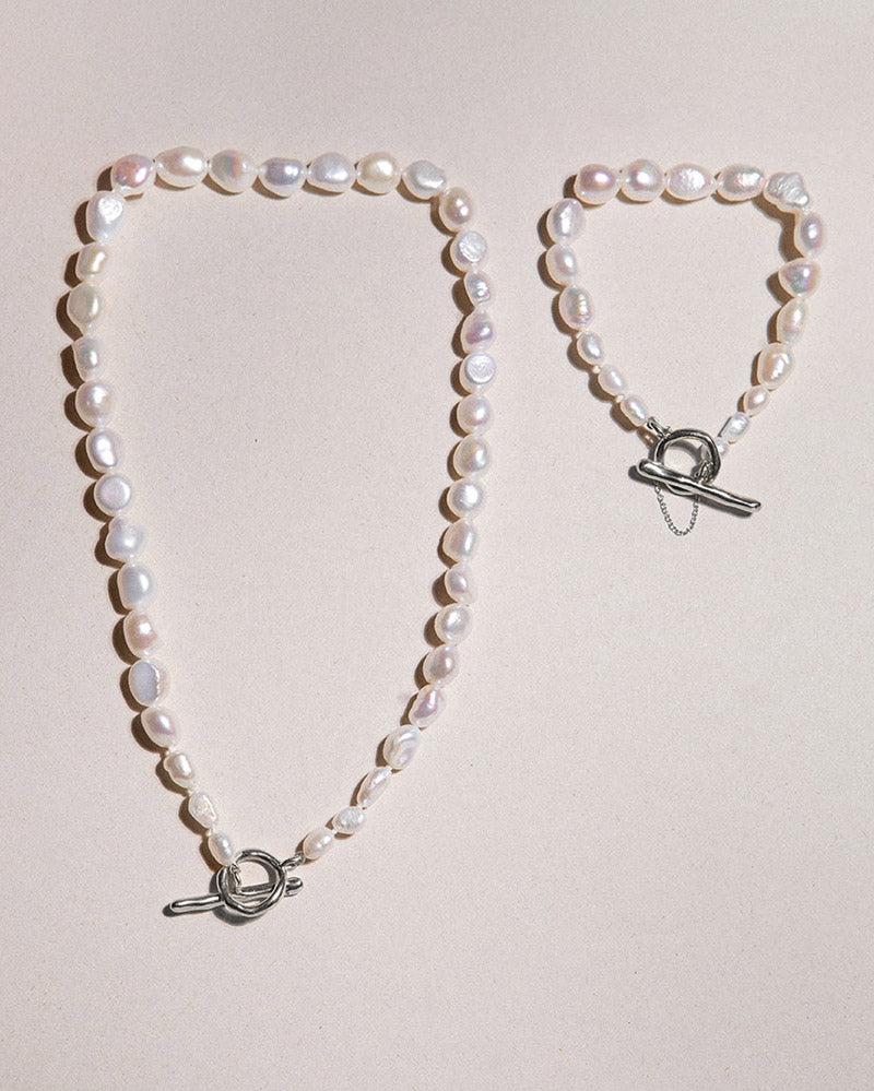 Baroque Pearl Necklace and Bracelet Set